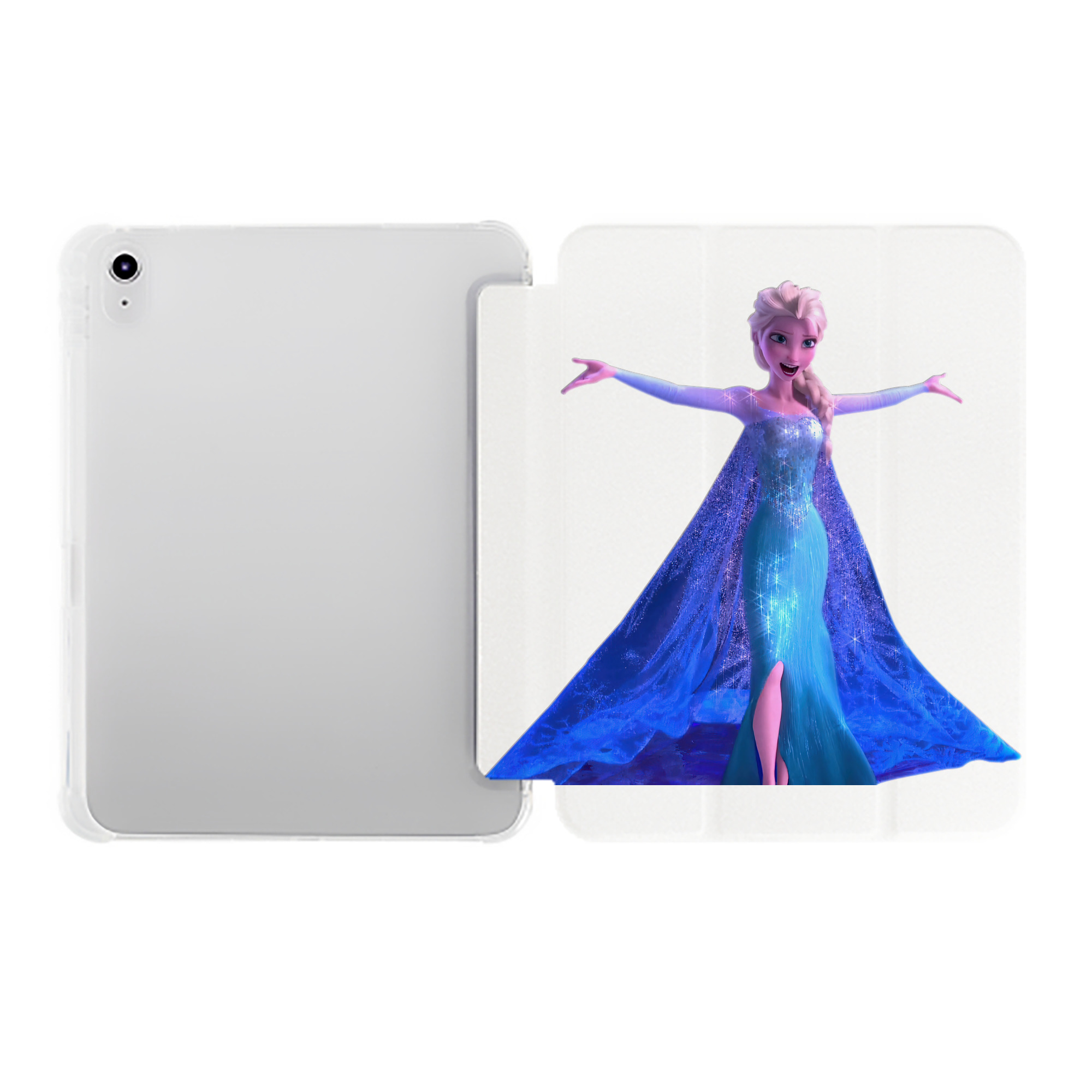 （画像用） アナと雪の女王 アンナ エルサ Frozen Anna Elsa IPad ケース ペン収納付き 三つ折りスタンド PUレザー×シリコン 対応機種9.5/10.5/10.9インチ